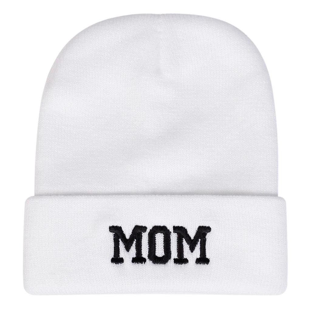 Unisex Dad Mom Letter Embroidery Beanies Autumn Winter Warm Beanie Hat Caps For Women Men