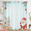 2pcs,2D plane printing Curtain Fabric Cute Santa Reindeer Christmas (3) Versatile 100% Polyester (without rod) Art Deco Festive