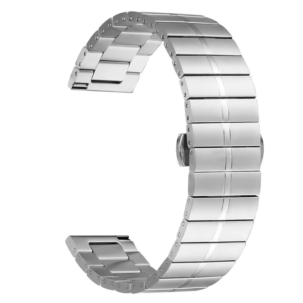 

For Huawei Watch GT 42mm/46mm Metal Strap Butterfly Buckle Watch Band,Silver As shown A
