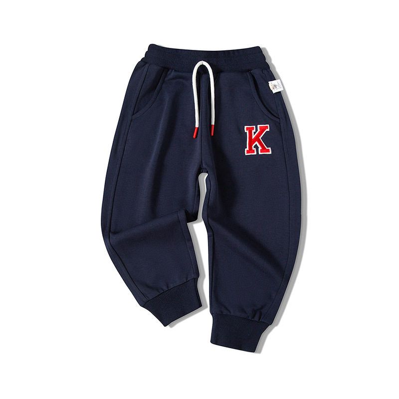 Children's Spring and Autumn Sports Pants for Boys and Girls, Letter Print Long Pants, Solid Color Casual Jogger Sweatpants for Boys