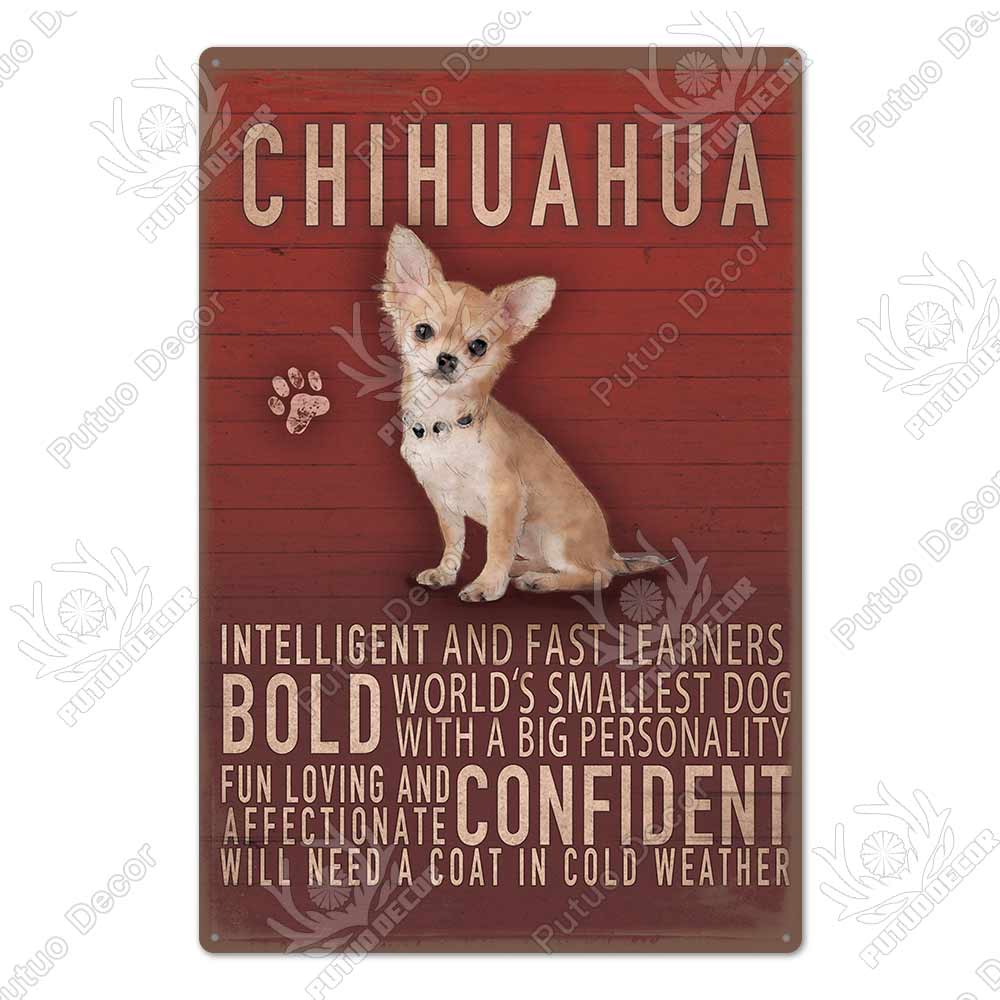 Putuo Decor Dog Vintage Tin Sign Plaque Metal Plate Wall Art Decoration for Living Room Man Cave Cafe Farm Home Retro Poster