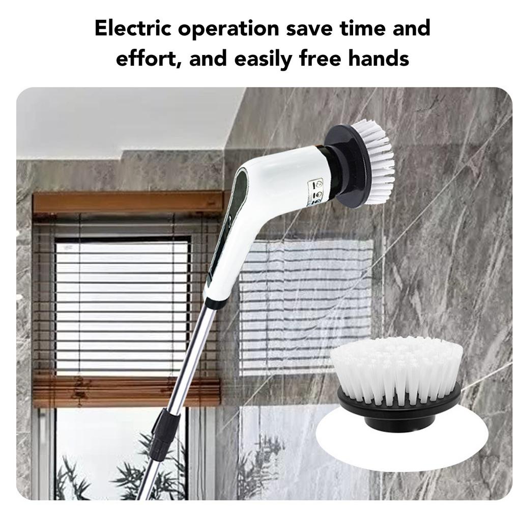 Electric Spin Scrubber Cordless Multifunction Retractable Handle Bathroom Tub Tile Shower Powerful Cleaning with 7 Heads