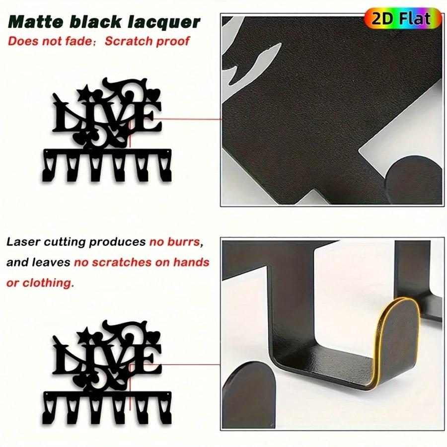 Smiling Key Holder Metal Wall Art 6 Hooks Forged Iron Practical Decor Christmas Gift