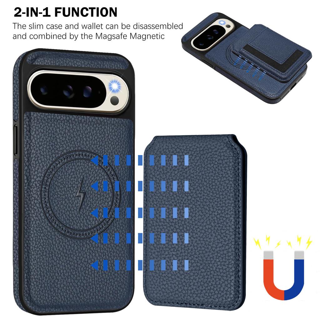 Wallet Case for Google Pixel 8 Pro Premium Leather Case Back Cover Magnetic Detachable with Trifold Wallet Card Holder Pocket for Google Pixel 9 Pro