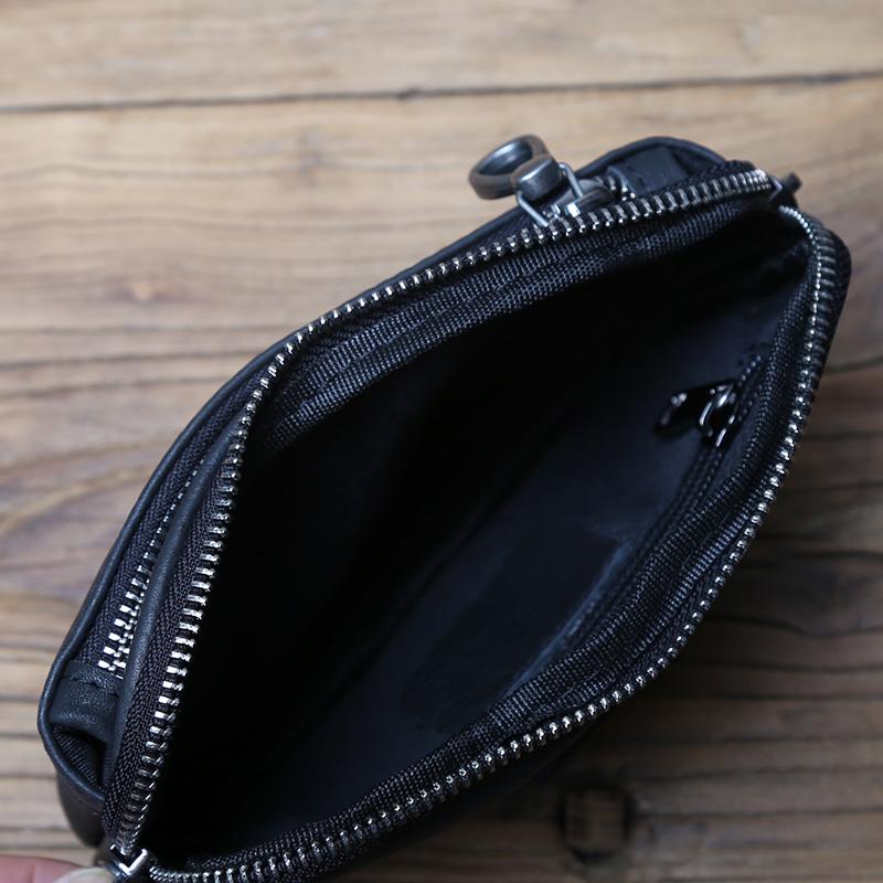 Genuine Leather Men's Mobile Phone Waist Bag Top Layer Cowhide Multifunctional Coin Card Holder 6.7 Inch Mobile Phone Bag NZPJ