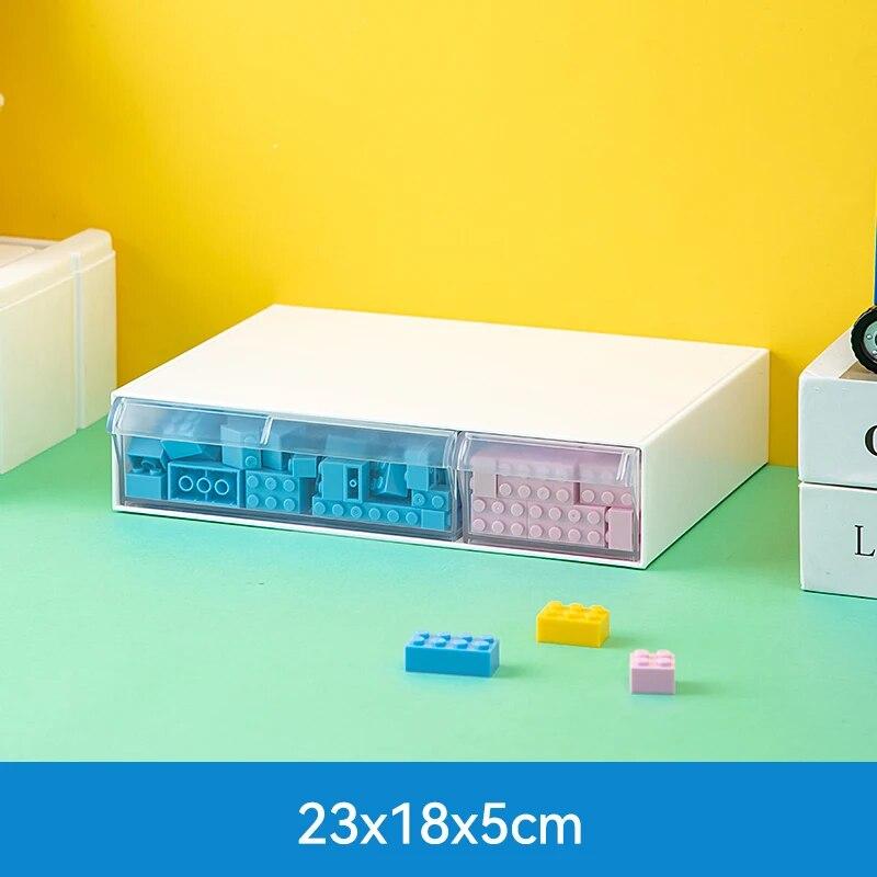 Desktop Drawer Storage Box Stackable Building Blocks Organizer Transparent Lego Toy Sundries Organizer Bins Home Cosmetics Boxes