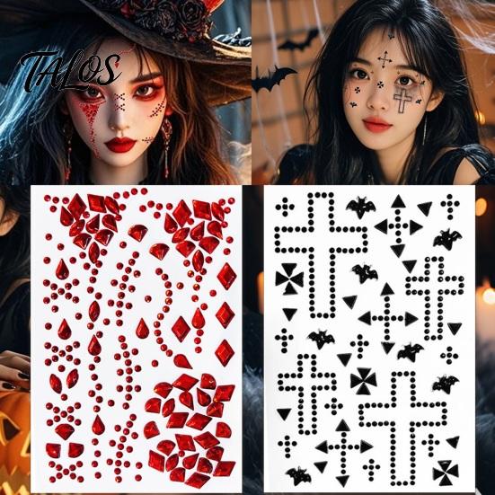Waterproof Gem Makeup Decals Halloween Scar Face Stickers, Rhinestone Wound Body Art Glow In The Dark Party Gems Decals, Self Adhesive Temporary