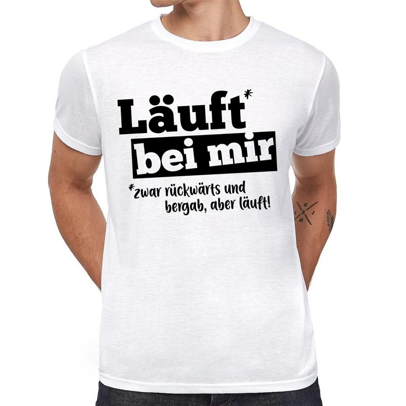 

RUNS WITH ME Although Backwards And Downhill Sayings Funny Comedy Fun T Shirt 5XL різнокольоровий