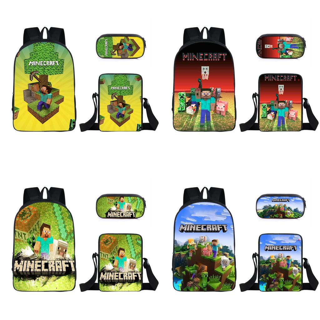 Minecraft Student Backpack With Breathable Oxford Fabric For School Use