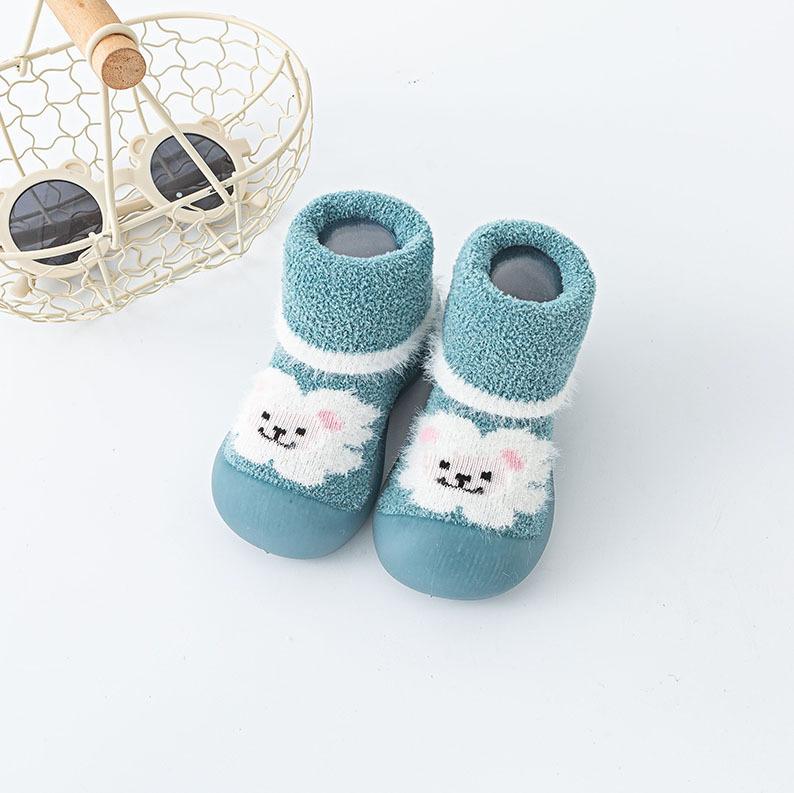 

Baby toddler shoes autumn and winter plus velvet children s socks shoes infant soft sole floor shoes cartoon pattern 24-25