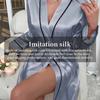 Women's Satin Robe V-Neck Kimono Bathrobe Loungewear Faux Silk Sleepwear for Home & Spa