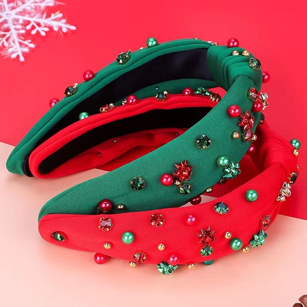 Pearl Christmas Hairband Wide Edge Festive Hair Accessories  Holiday Party Decoration