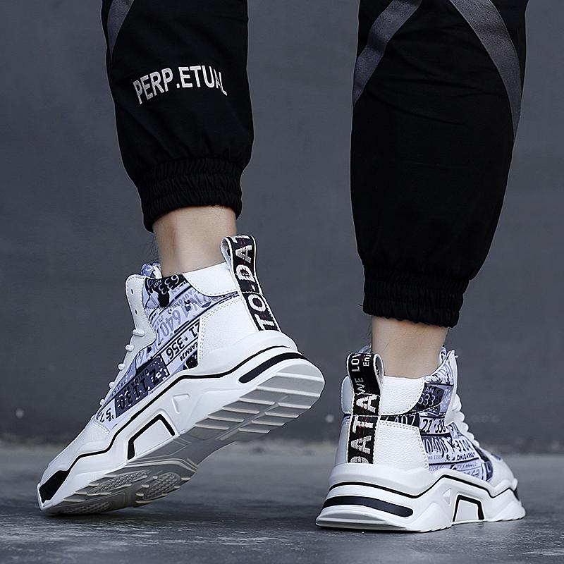 Graffiti Outdoor Trendy Jogging Shoes Men's Running Sneakers Youth Student 2024 Autumn Casual High Top Trainers Zapatiras Hombre
