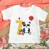Hotselling Birthday Panda Digital Print Childrens Tshirts Roundneck Shortsleeved Tshirts for Boys and Girls Summer Modal