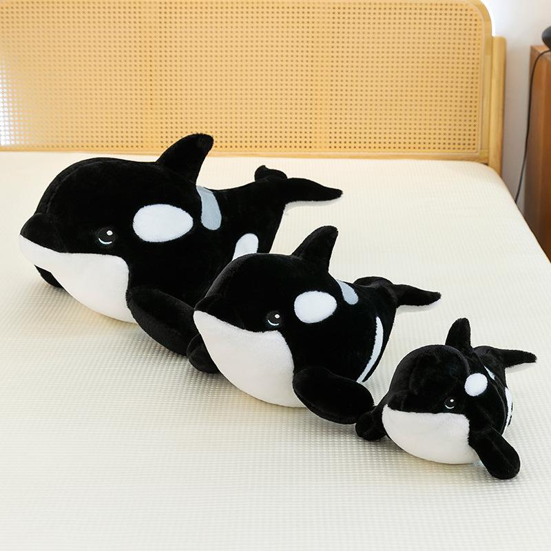 Black and white killer whale doll plush doll sleeping whale plush toy rag doll boy children's birthday gift
