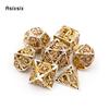 7 Pcs Golden White Dragon Metal Dice Dragon Hollow Metal Polyhedral Dice Set Suitable for Role-Playing RPG  Board Game Card Game