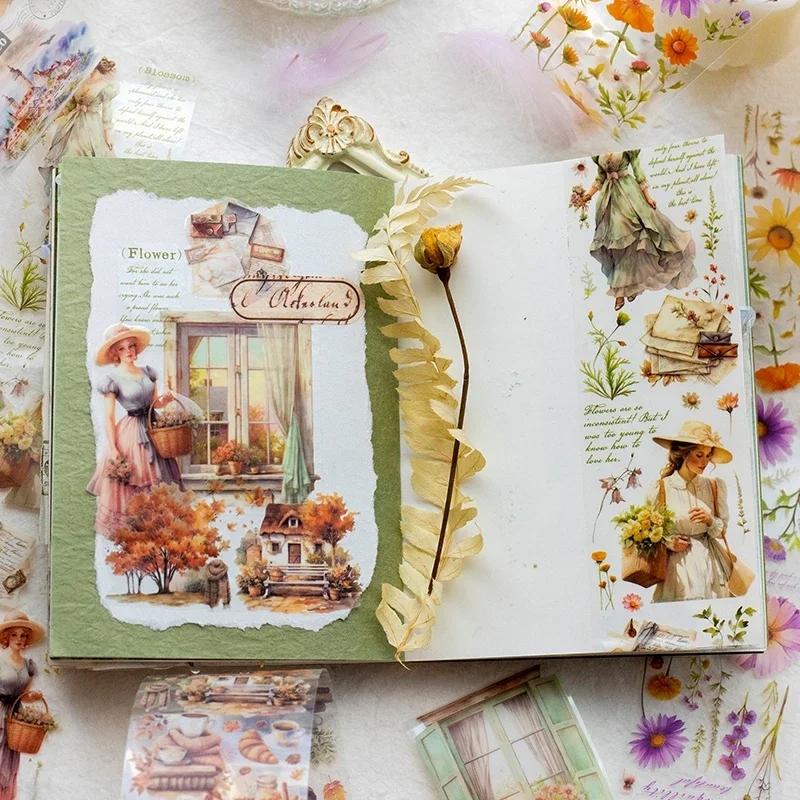 5cm*2m Vintage PET Tape Decorative Stick Labels Diary Album Scrapbooking Material Handmade Junk Journal Supplies