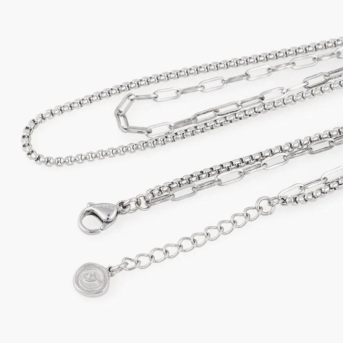 06 Cube Double Layered Chain Necklace (C2403-AN826_SV)
