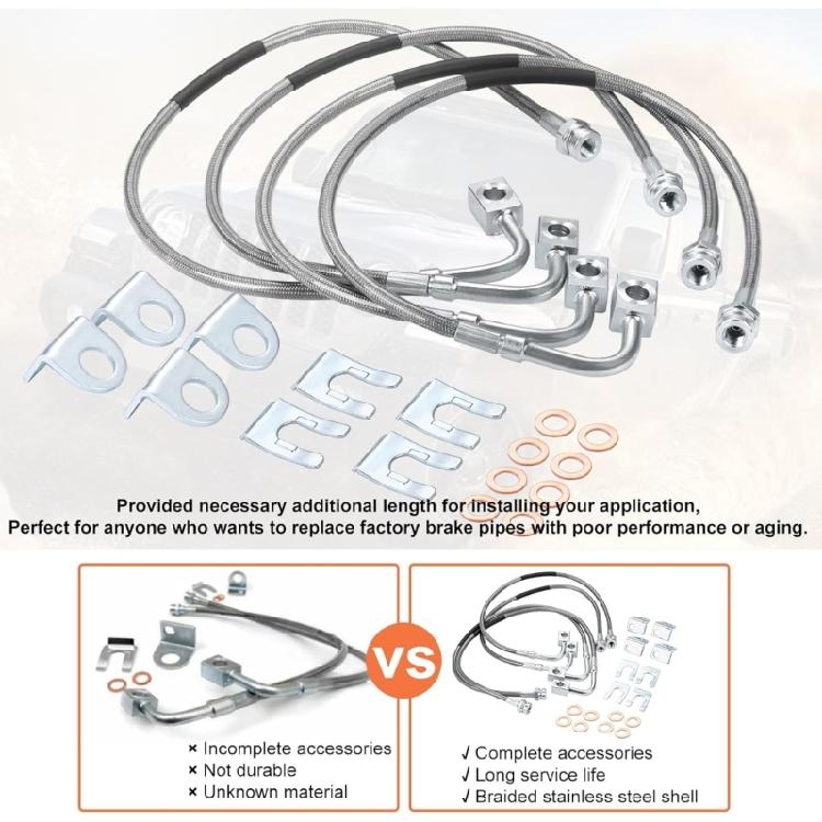 89716 Stal nierdzewna Przewody hamulcowe Linka do JK 2007-2018 Poprawia układ hamulcowy