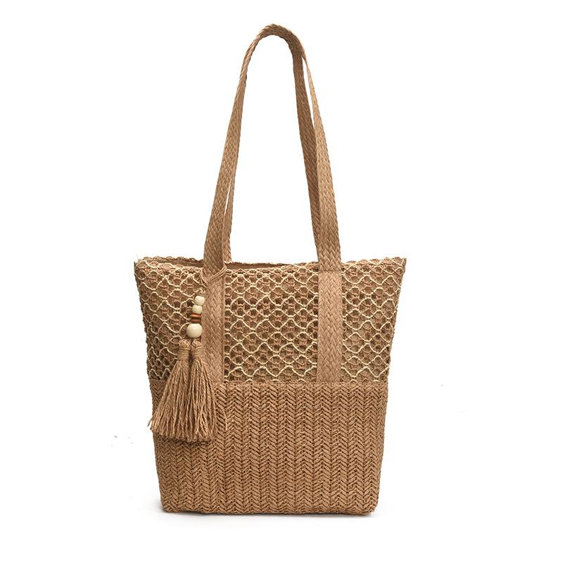 New Fashionable Hollow Shoulder Straw Bag, Versatile Hand-woven Bag, Casual Women's Bag, Beach Bag