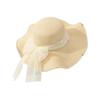 Lace pearl bow straw hat women's summer seaside beach vacation sunshade sun hat wide brim sunshade