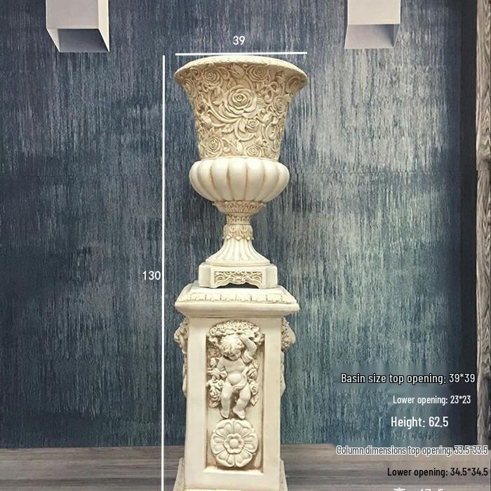 Wedding Gold Roman Column Flower Stand – European Stripe Trophy Fiberglass Décor