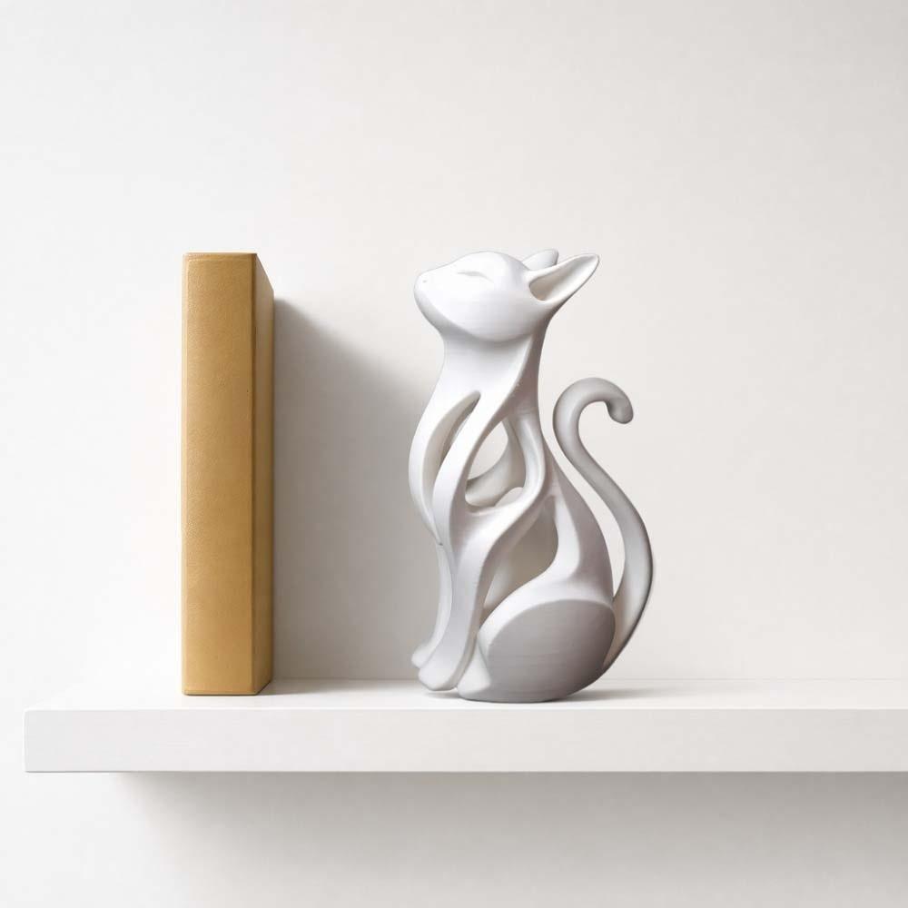 3D Printed Abstract Cat Sculpture Plastic Abstract Cat Figurine Sculpture of Kitten  Bedroom Decor