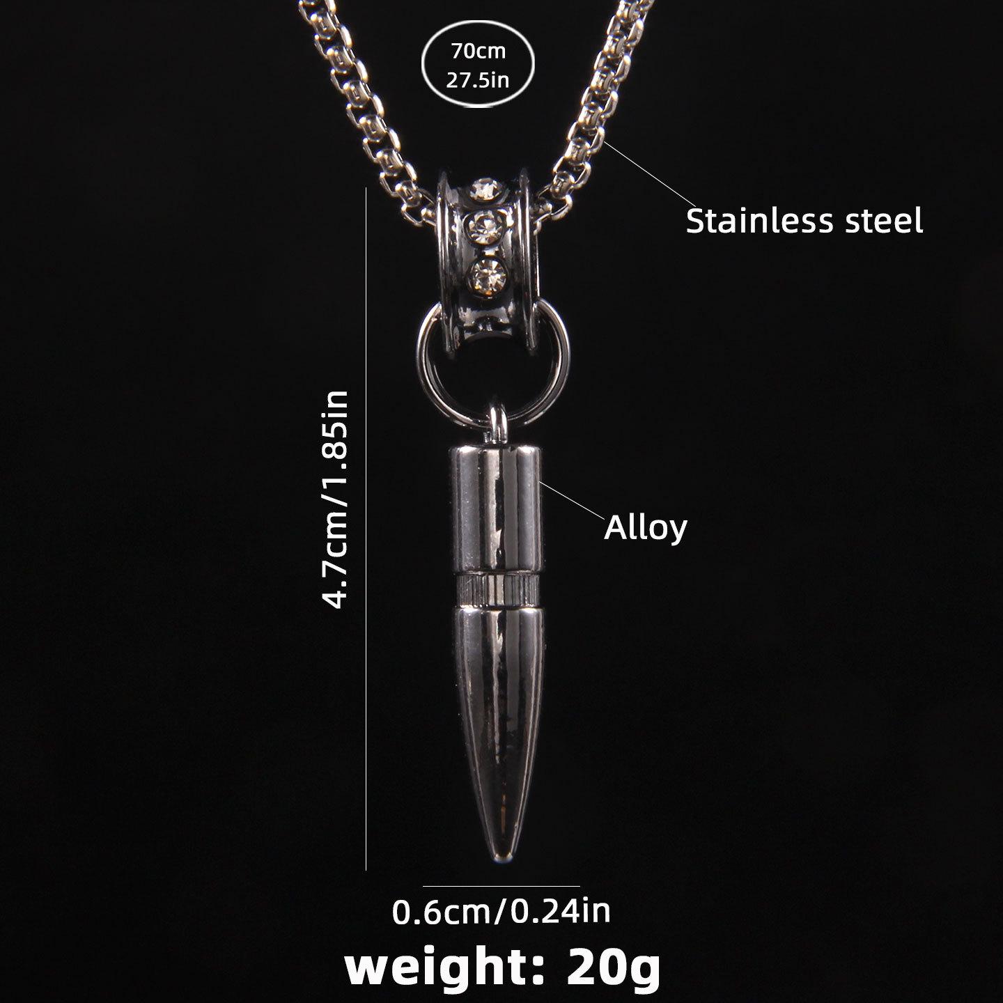 

New vintage distressed model bullet-shaped niche accessory, personalized game merchandise, domineering metal bullet pendant sweater chain