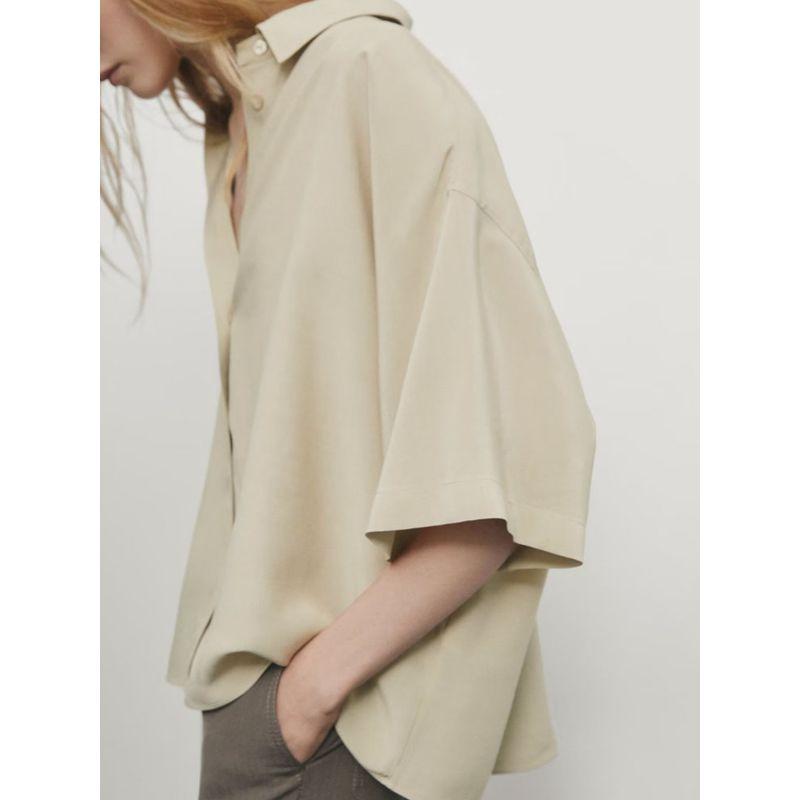 Za2024 Summer New Product Women's Clothes French Style Retro Work Clothing Elegant Lapel Short Sleeve Shirt 05115577 700