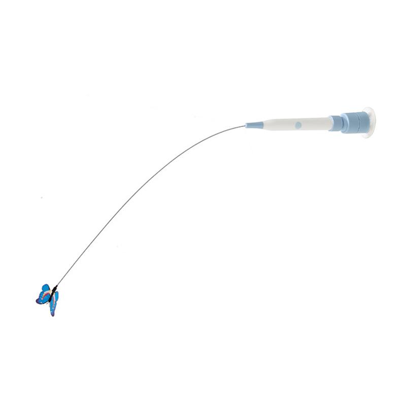Cat Teaser Electric Automatic Stick With Butterfly Decoration Hands Free 360 Degree Rotating Base Cat Interactive Toy