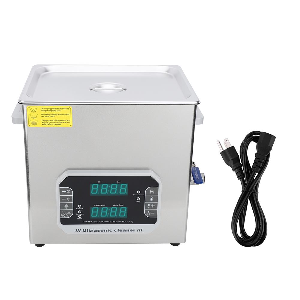 10L Ultrasonic Cleaner Multifunctional Waterproof Touch Stainless Steel Jewelry Glasses Cleaning Tool US Plug 100 127V