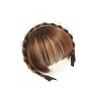 Women's Real Hair Wig with Braided Bangs, Seamless Front Hairline, Hairband To Conceal Top White Hair