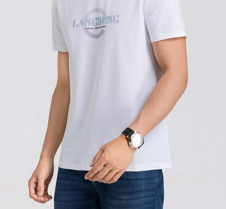 [Versatile Round Neck] Langdeng Men's Spring/Summer New Collection Long Staple Cotton Skin Friendly Breathable Round Neck Short Sleeve T-shirt