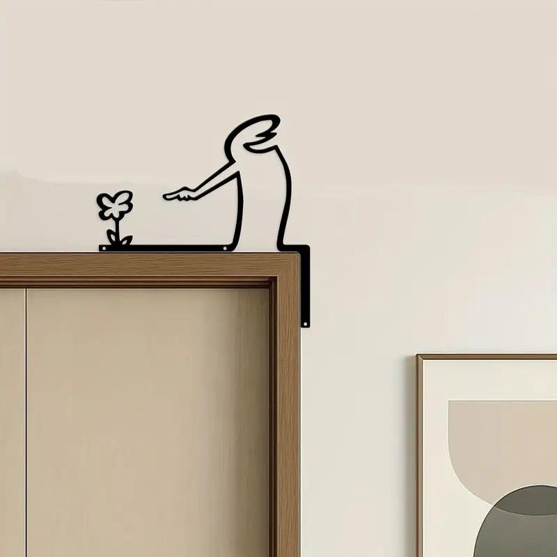 2D Flat High-Quality Metal Wall Door Self-Adhesive Wc Sign Black Frame Modern Home Decor for Bathroom Easy To Install Wall Art