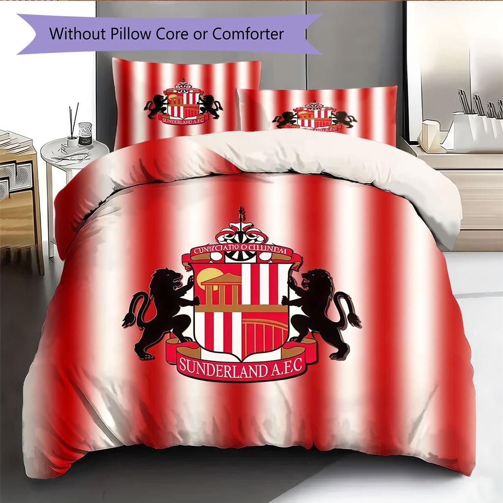 סט מצעים שמיכה עם לוגו SAFC כיסוי שמיכה ציפית לציפית קישוט לבית מתנת יום הולדת (1 * כיסוי שמיכה + 2 * ציפות, ללא ליבה)