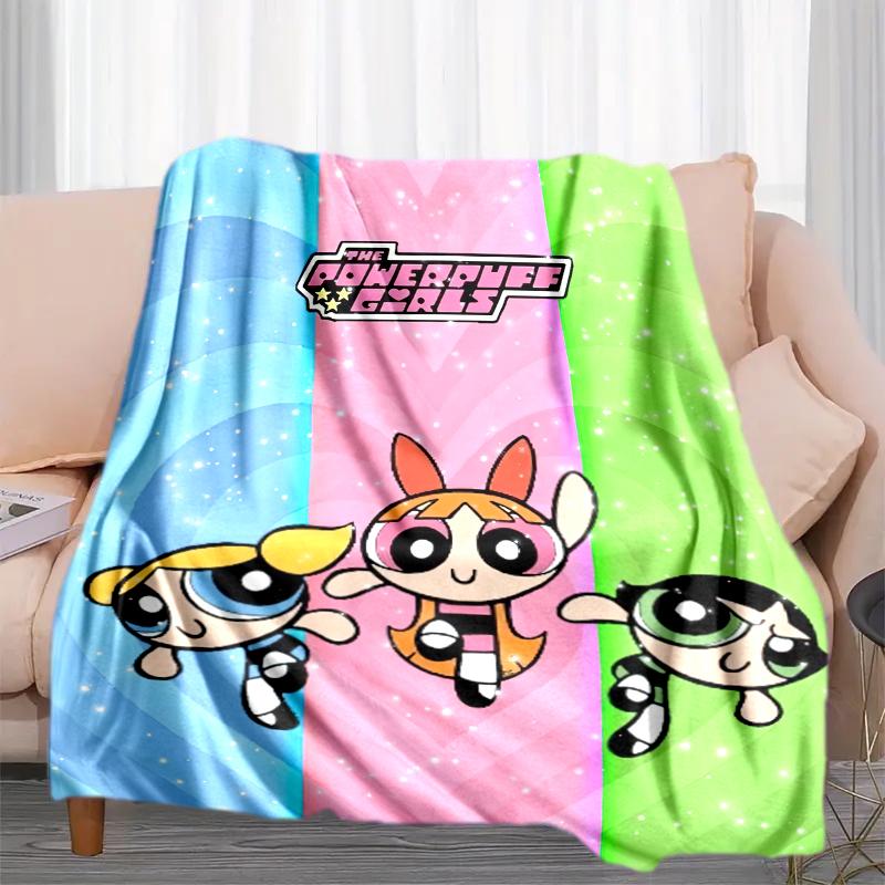 1PC The Powerpuff Girls printed blanket, all season lightweight home office outdoor nap multifunctional blanket A5