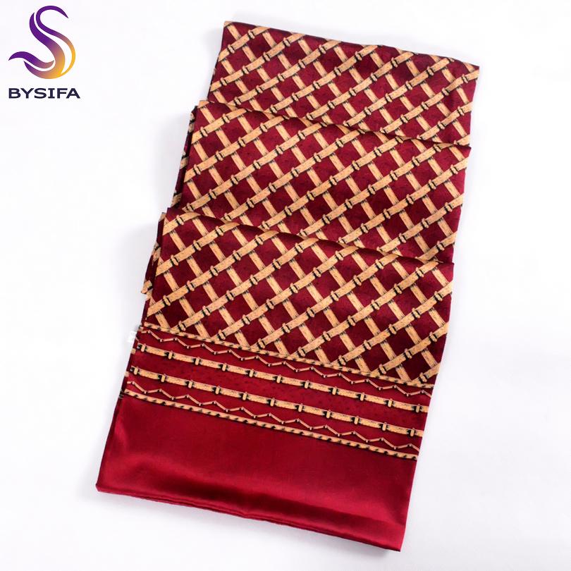 [BYSIFA] Winter Kaffee Herren Lange Schals Bedruckt Neues Design 100% Reiner Seidenschal Herbst Winter Top Qualität Seide Halstücher