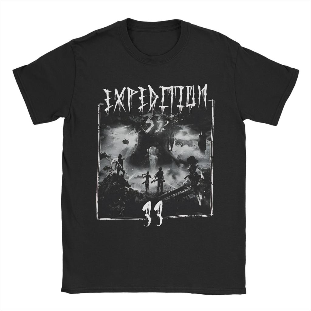 Vintage Esquie Clair Obscur Expedition 33 Tour TShirt for Unisex Round Neck Pure Cotton T Shirts Short Sleeve Tee Shirt Clothing
