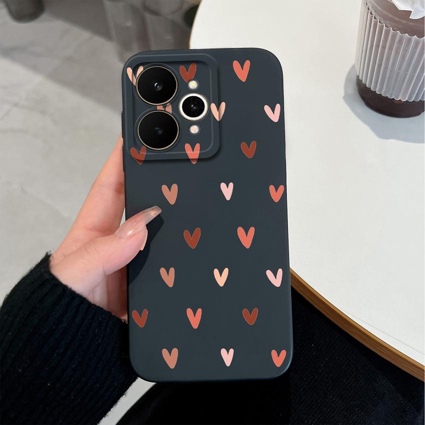 For Realme 15 15T 15X C71 C73 C33 C35 C21Y C25S Note 70 70T Phone Case Fashion Love Heart Patterns Liquid Silicone Protective Shell For Realme Housing