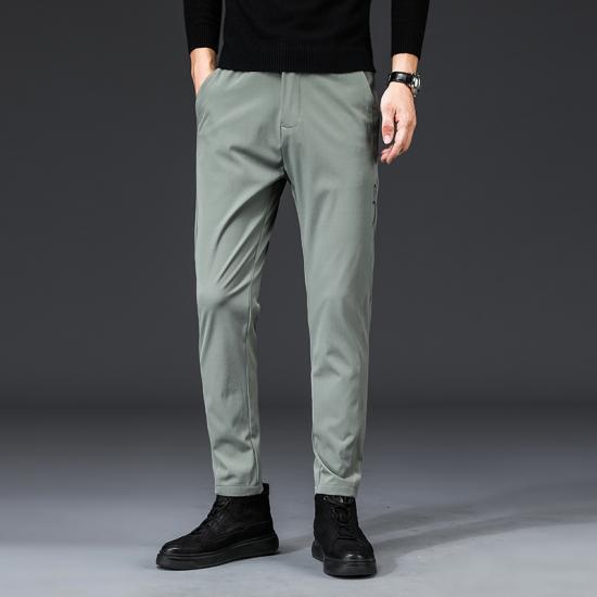 Pantalones informales de verano 2024 para hombre, pantalones finos elásticos de negocios con cintura elástica para correr, pantalones finos clásicos coreanos en negro, gris y azul para hombre