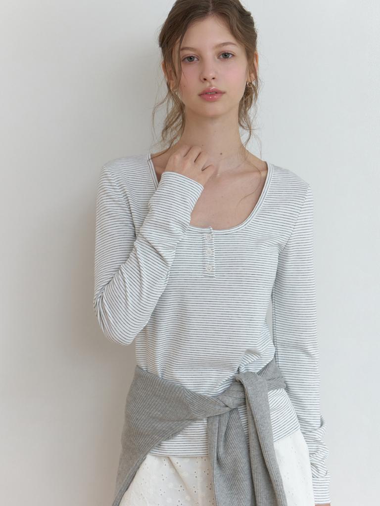 Liel Lemo Stripe T-Shirt (Melange Gray)