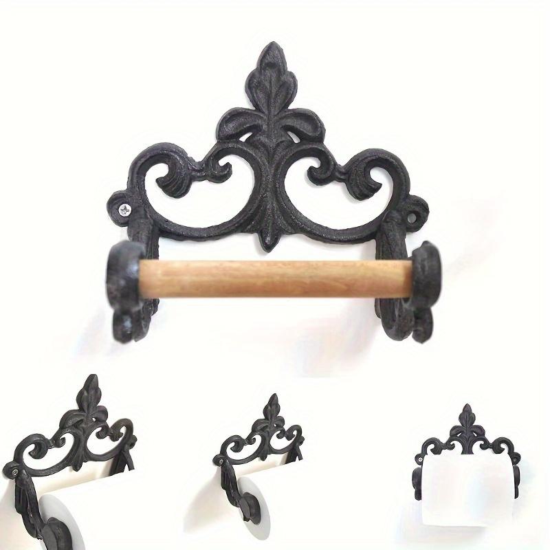 1 ks Vynikající držák na toaletní papír a ručníky z tepaného železa ve francouzském stylu - Nástěnný dekorativní stojan s úložným prostorem na role papíru