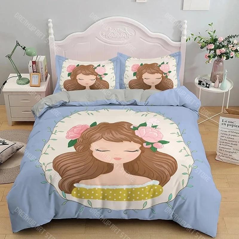 Cartoon Girly Aquarell Mode Mädchen Moderne Frauen Bettwäsche Set Jungen Mädchen Einzelbett Queen Size Bettbezug Kissenbezug Bett Jungen Erwachsene