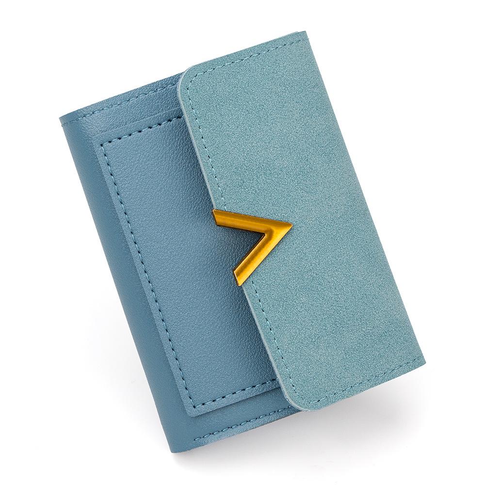 European & American Retro Women's V-Shaped Trifold Wallet with Card Holder, ID Window, Coin Purse, and Money Clip.