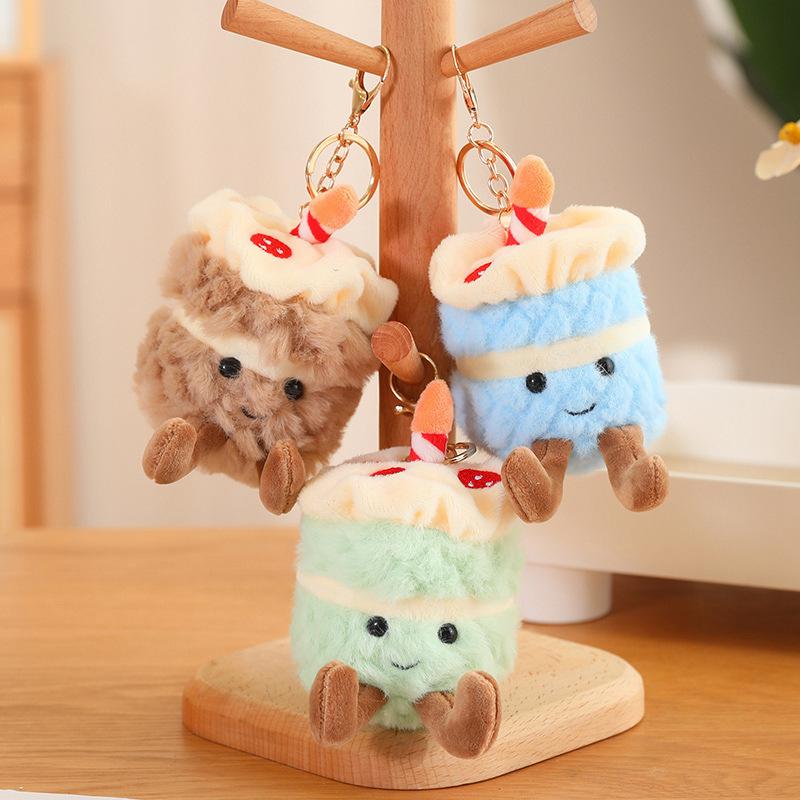Cute Fun Cake Pendant Succulent Keychain Bag Pendant Simulated Cake Rag Doll Children's Gift