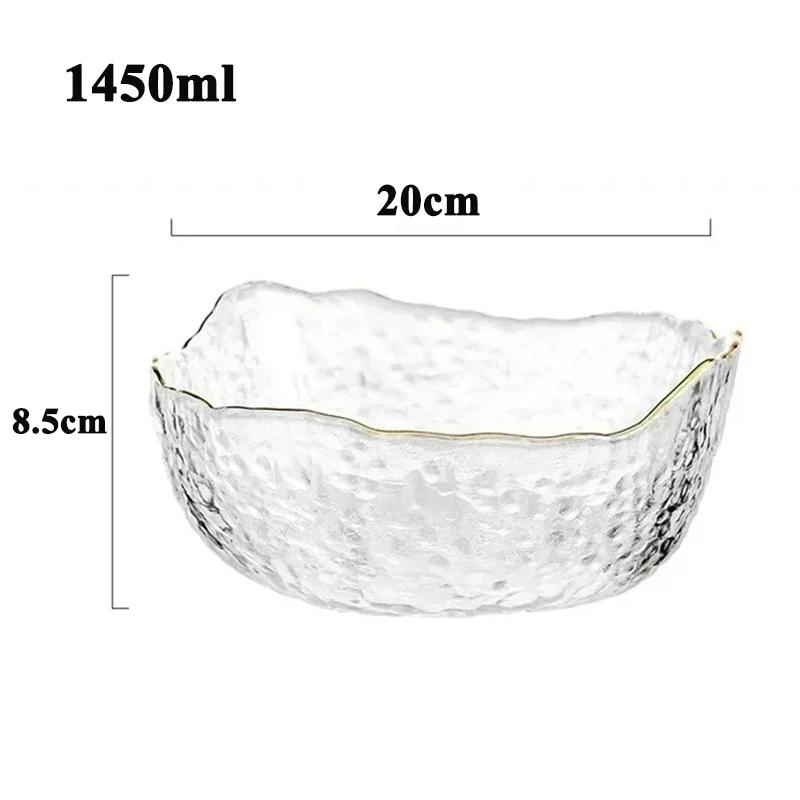 

Японская неправильной формы стеклянная обеденная миска с золотым краем, для фруктов, салата, кухонная посуда для декоративных маленьких закусок