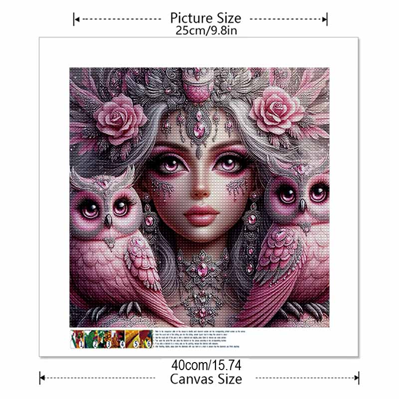 New Arrival 5D DIY Full Circle Diamond Painting "Owl and Goddess" Embroidery Cross Stitch Home Decor Gift
