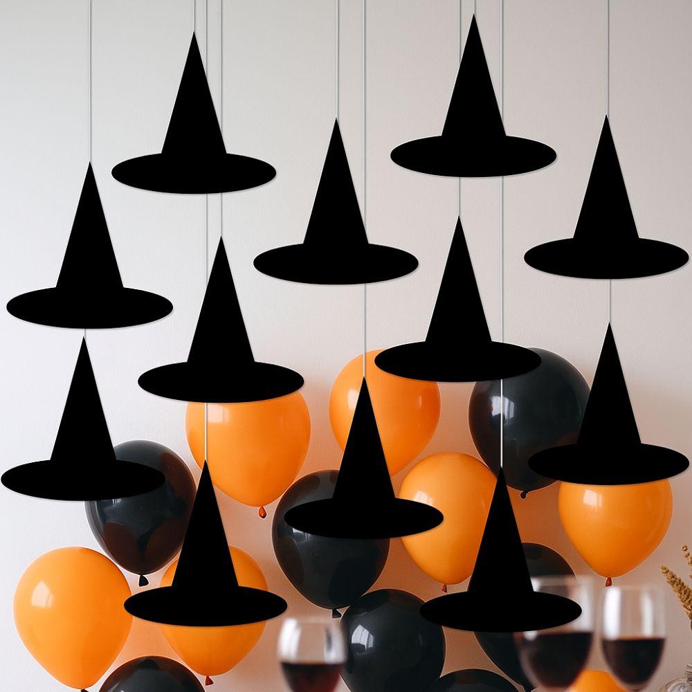 12pcs Handmade Witch Hat Decoration DIY Hat Wall Decor Halloween Hat Hanging Pendant  Photo Props