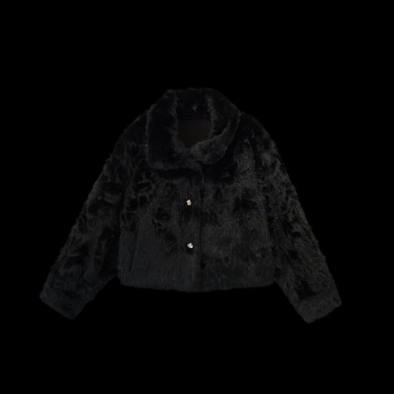 HECO Women's Oversized Faux Fur Coat with Metallic Buckle