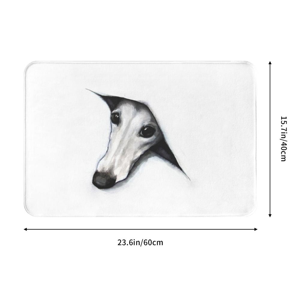 Daffodil Hound Dog Front Door Mat Anti-Slip Indoor Quick Dry Whippet Greyhound Doormat Kitchen Bedroom Entrance Rug Carpet